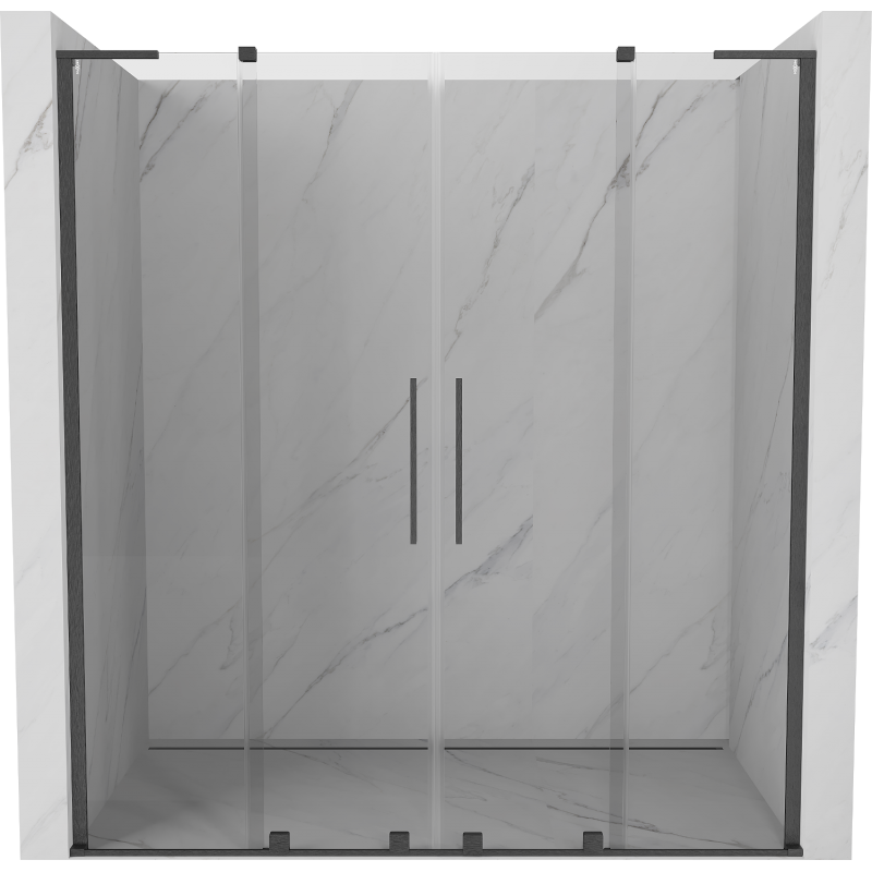 Mexen Velar L Duo sliding shower door 180 cm, transparent, brushed gun gray - 871-180-003-02-66