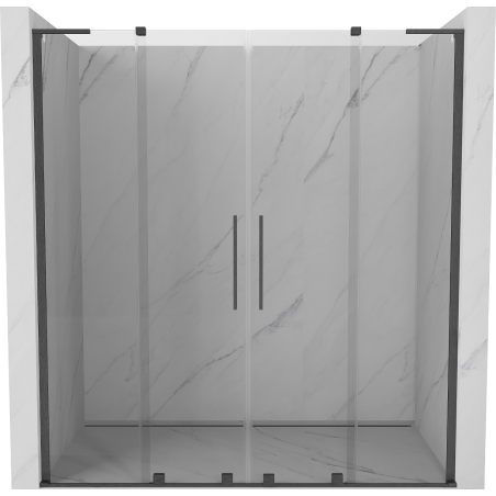 Mexen Velar L Duo sliding shower door 200 cm, transparent, brushed gun gray - 871-200-003-02-66