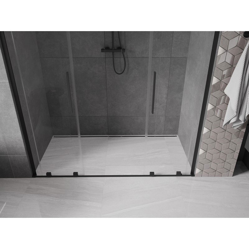 Mexen Velar L Duo 170 cm Sliding Shower Door, Transparent, Black - 871-170-003-02-70