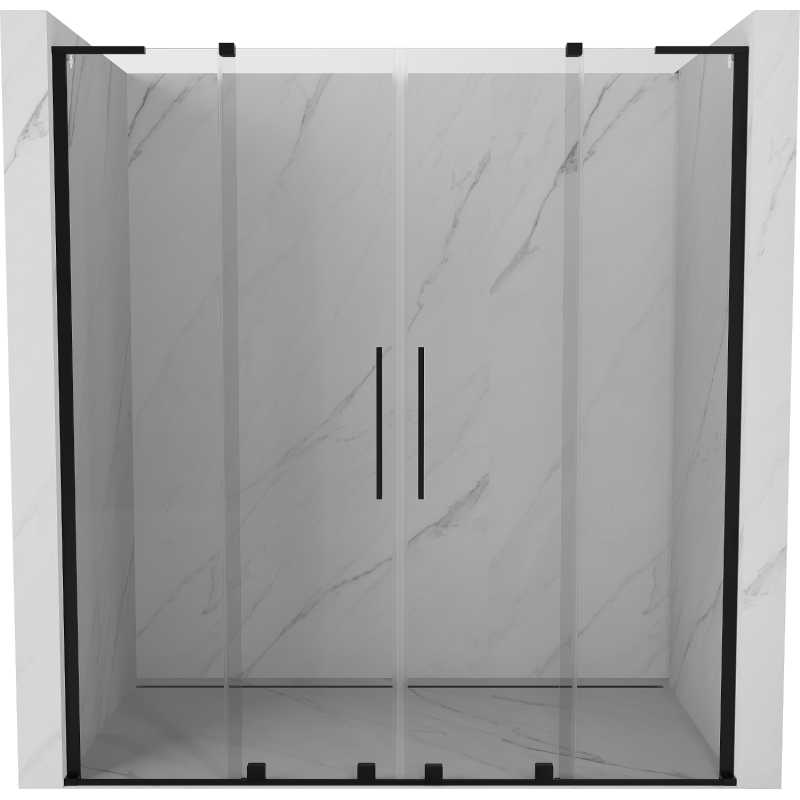Mexen Velar L Duo 170 cm Sliding Shower Door, Transparent, Black - 871-170-003-02-70
