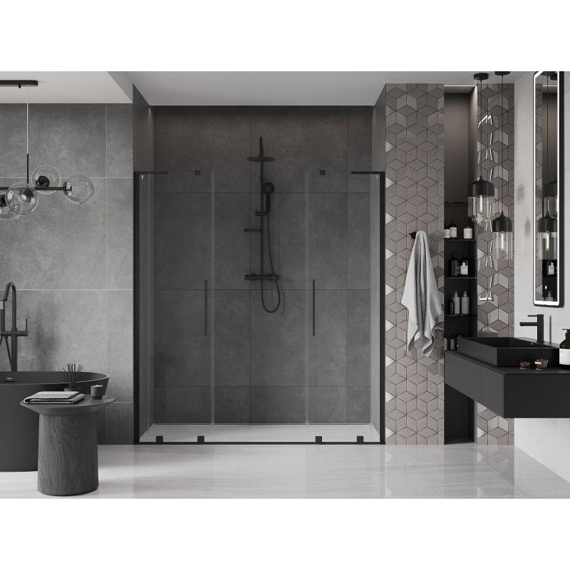Mexen Velar L Duo 170 cm Sliding Shower Door, Transparent, Black - 871-170-003-02-70