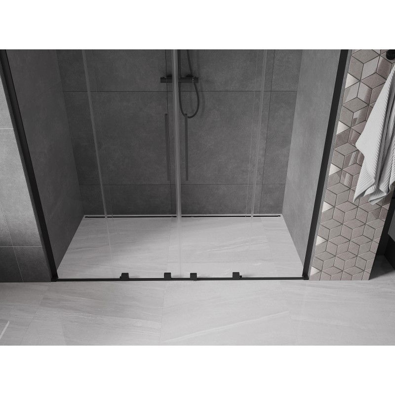 Mexen Velar L Duo 170 cm Sliding Shower Door, Transparent, Black - 871-170-003-02-70