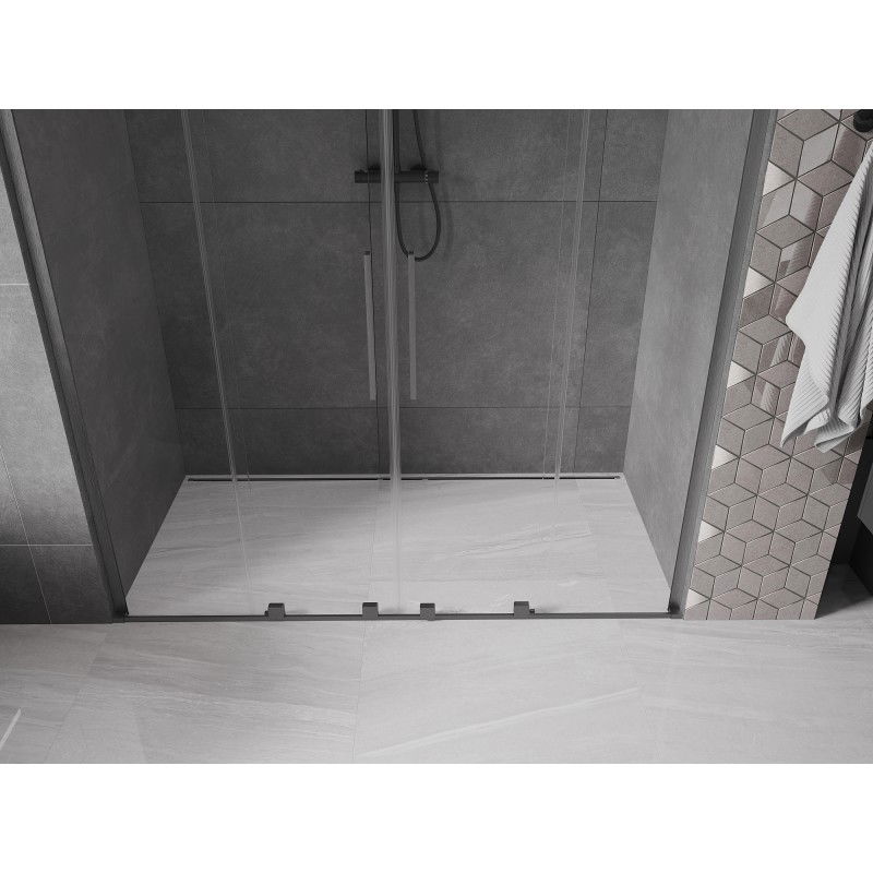 Mexen Velar L Duo Sliding Shower Door 170 cm, Transparent, Brushed Gun Gray - 871-170-003-02-66
