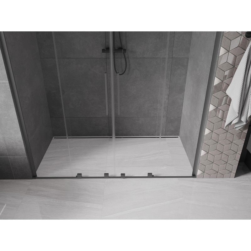 Mexen Velar L Duo 170 cm Sliding Shower Door, Transparent, Gun Metal - 871-170-003-02-95
