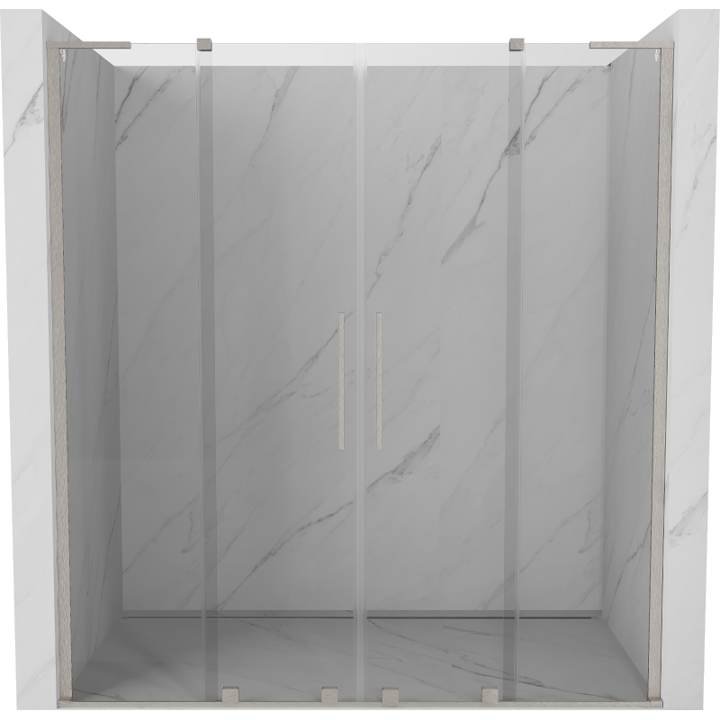 Mexen Velar L Duo 200 cm sliding shower doors, transparent, brushed nickel - 871-200-003-02-97