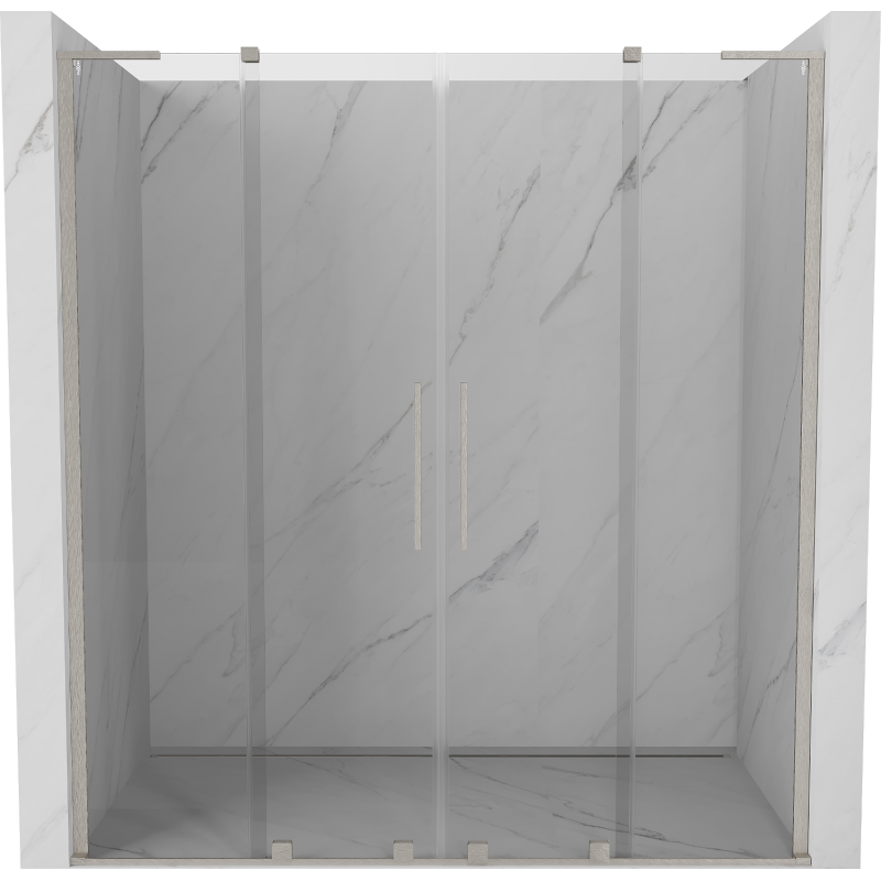 Mexen Velar L Duo sliding shower doors 200 cm, transparent, brushed nickel - 871-200-003-02-97