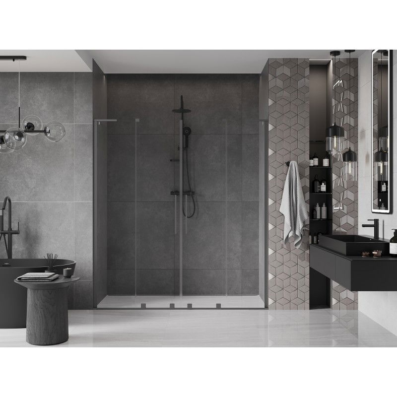 Mexen Velar L Duo Sliding Shower Door 200 cm, Transparent, Gun Metal - 871-200-003-02-95