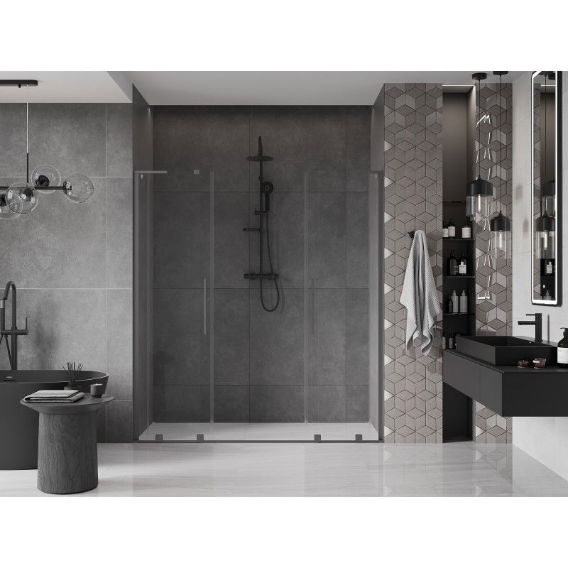 Mexen Velar L Duo Sliding Shower Door 200 cm, Transparent, Gun Metal - 871-200-003-02-95