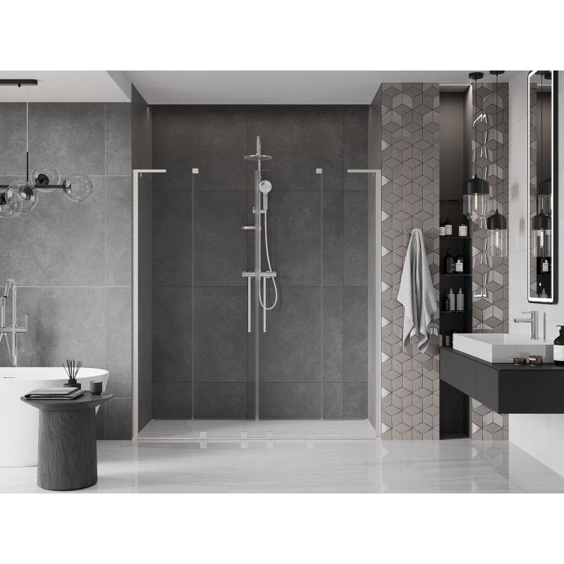 Mexen Velar L Duo sliding shower doors 200 cm, transparent, brushed nickel - 871-200-003-02-97