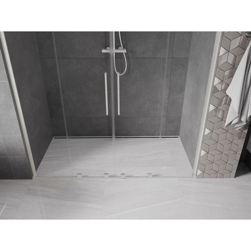 Mexen Velar L Duo sliding shower door 180 cm, transparent, brushed nickel - 871-180-003-02-97