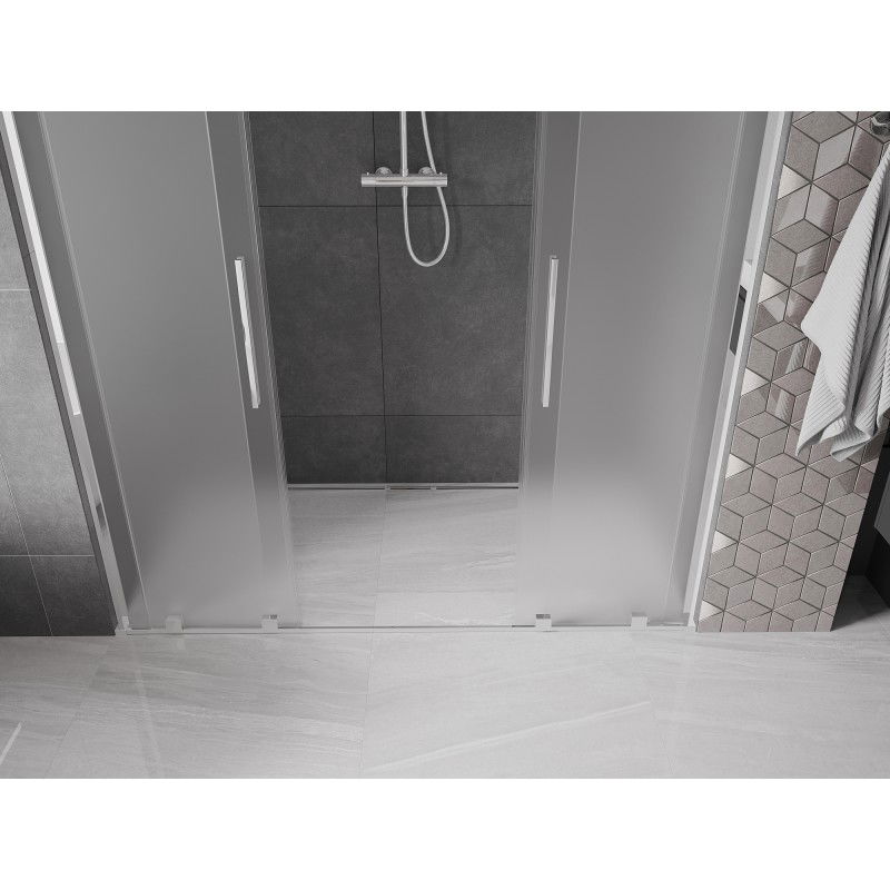 Mexen Velar L Duo Sliding Shower Door 180 cm, Frosted, Chrome - 871-180-003-32-01