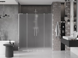 Mexen Velar L Duo Sliding Shower Door 180 cm, Frosted, Chrome - 871-180-003-32-01