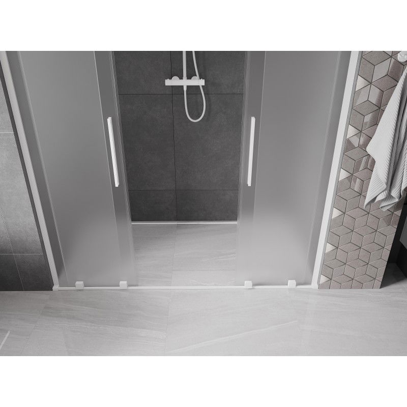 Mexen Velar L Duo sliding shower door 170 cm, frosted, white - 871-170-003-32-20