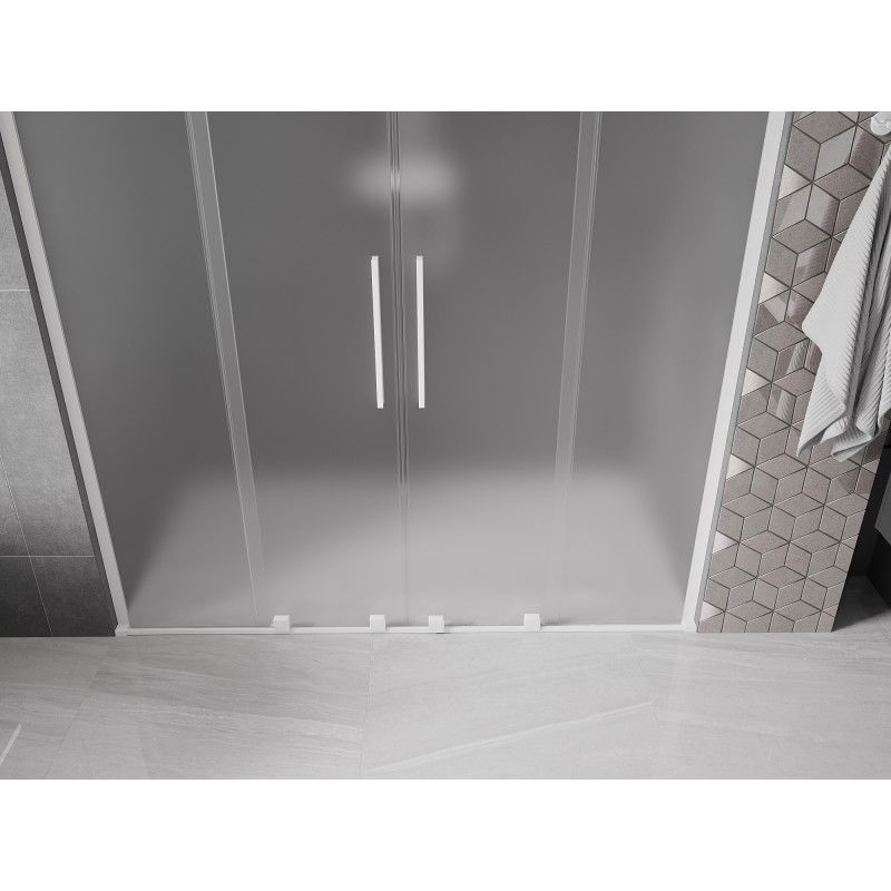 Mexen Velar L Duo sliding shower door 170 cm, frosted, white - 871-170-003-32-20