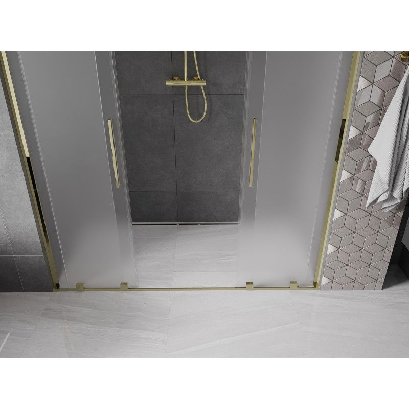 Mexen Velar L Duo sliding shower doors 170 cm, frosted, gold - 871-170-003-32-50