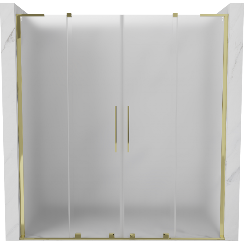 Mexen Velar L Duo sliding shower door 200 cm, frosted, gold - 871-200-003-32-50