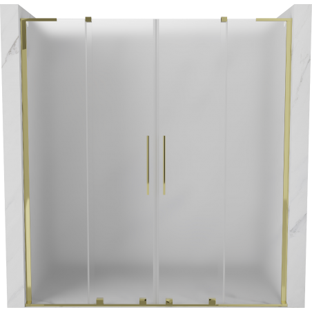 Mexen Velar L Duo sliding shower door 200 cm, frosted, gold - 871-200-003-32-50