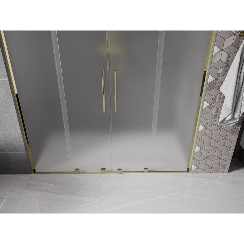 Mexen Velar L Duo sliding shower doors 170 cm, frosted, gold - 871-170-003-32-50