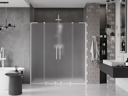 Mexen Velar L Duo 200 cm Sliding Shower Doors, Frosted, White - 871-200-003-32-20