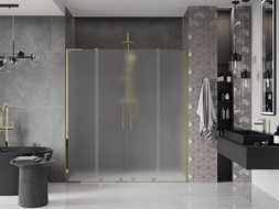 Mexen Velar L Duo Sliding Shower Door 180 cm, Frosted, Gold - 871-180-003-32-50