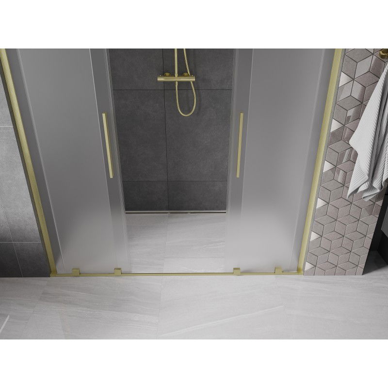 Mexen Velar L Duo sliding shower doors 170 cm, frosted, brushed gold - 871-170-003-32-55