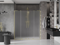 Mexen Velar L Duo sliding shower door 170 cm, frosted, brushed gold - 871-170-003-32-55