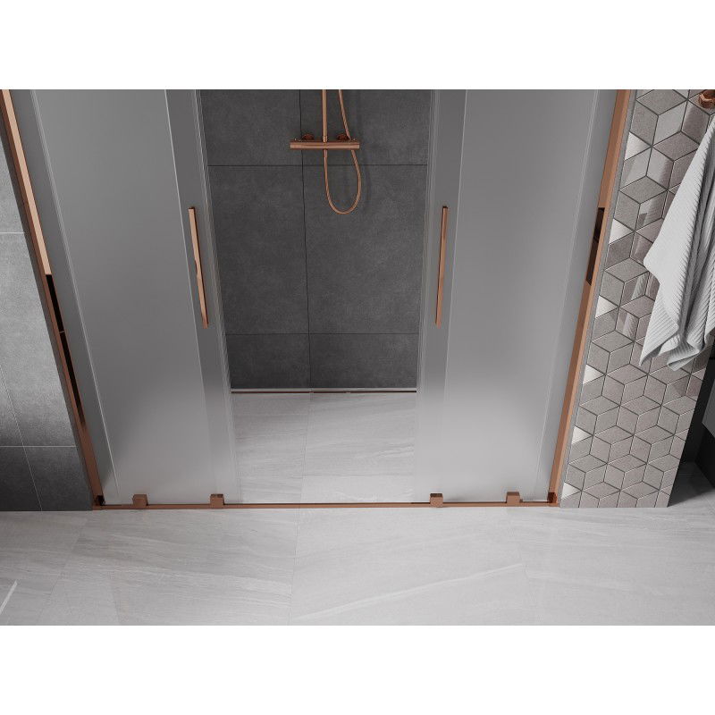 Mexen Velar L Duo sliding shower doors 200 cm, frost, rose gold - 871-200-003-32-60