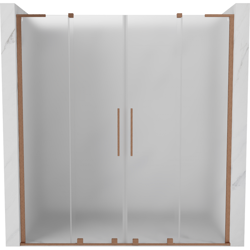 Mexen Velar L Duo Sliding Shower Doors 170 cm, Frosted, Brushed Copper - 871-170-003-32-65