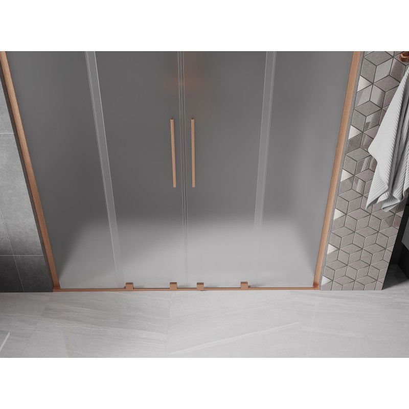 Mexen Velar L Duo sliding shower door 200 cm, frost, brushed copper - 871-200-003-32-65