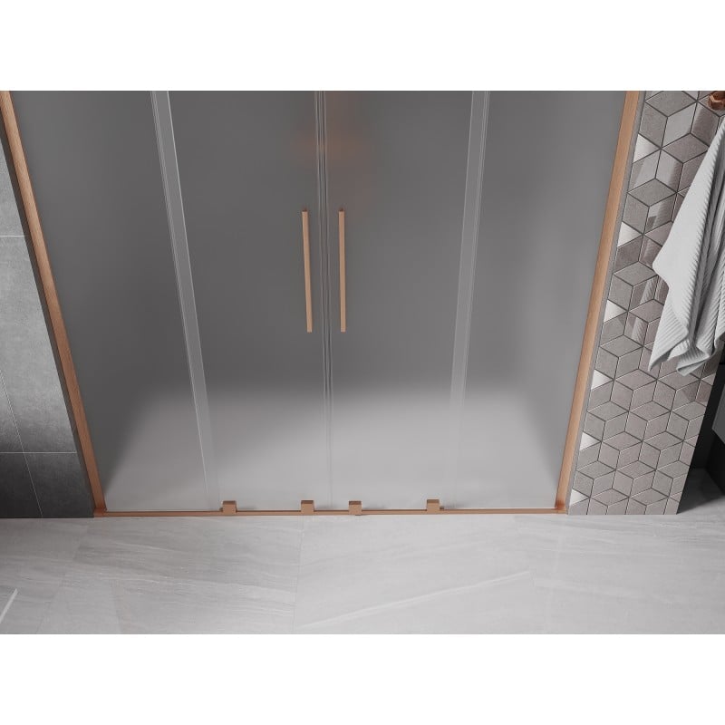 Mexen Velar L Duo sliding shower door 180 cm, frost, brushed copper - 871-180-003-32-65