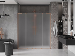 Mexen Velar L Duo sliding shower door 180 cm, frost, brushed copper - 871-180-003-32-65