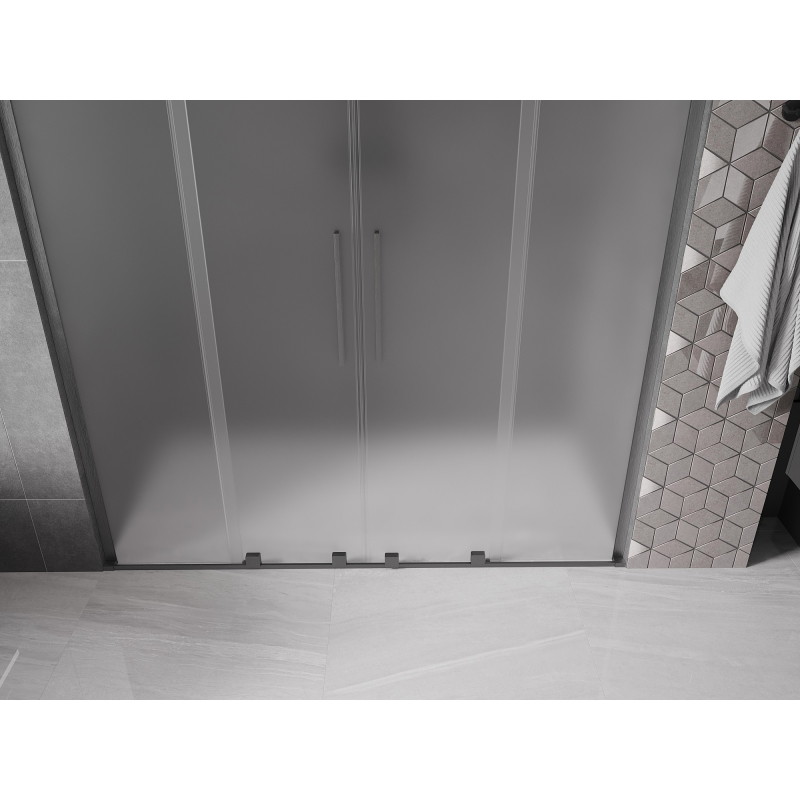 Mexen Velar L Duo Sliding Shower Doors 170 cm, Frosted, Brushed Gun Gray - 871-170-003-32-66
