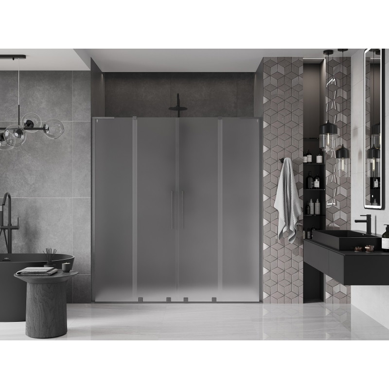 Mexen Velar L Duo Sliding Shower Doors 170 cm, Frosted, Brushed Gun Gray - 871-170-003-32-66