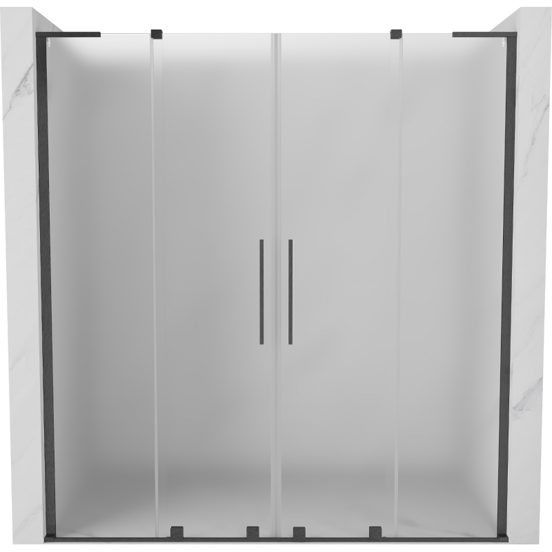 Mexen Velar L Duo 180 cm Sliding Shower Door, Frosted, Brushed Gun Gray - 871-180-003-32-66