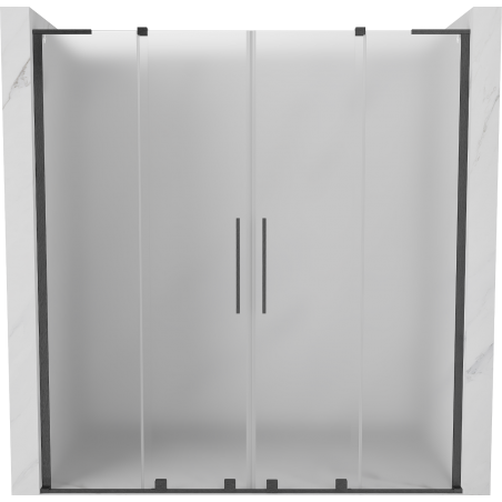 Mexen Velar L Duo 180 cm Sliding Shower Door, Frosted, Brushed Gun Gray - 871-180-003-32-66