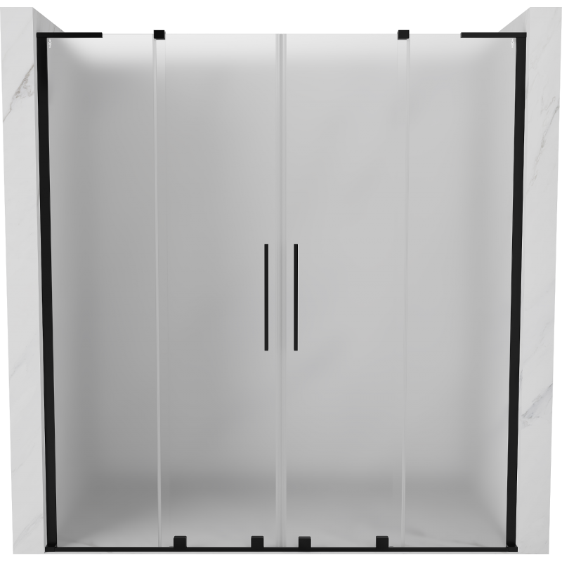 Mexen Velar L Duo sliding shower door 170 cm, frosted, black - 871-170-003-32-70