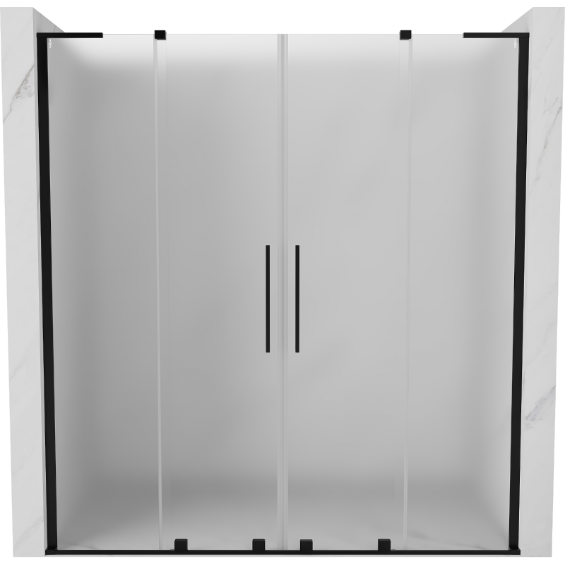 Mexen Velar L Duo sliding shower doors 200 cm, frosted, black - 871-200-003-32-70