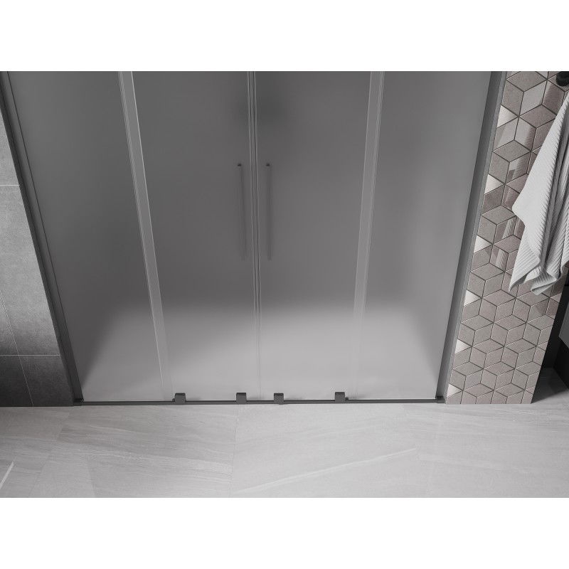 Mexen Velar L Duo 200 cm Sliding Shower Door, Frosted, Gun Metal - 871-200-003-32-95