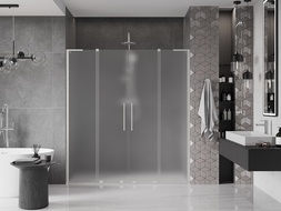 Mexen Velar L Duo sliding shower door 170 cm, frost, brushed nickel - 871-170-003-32-97