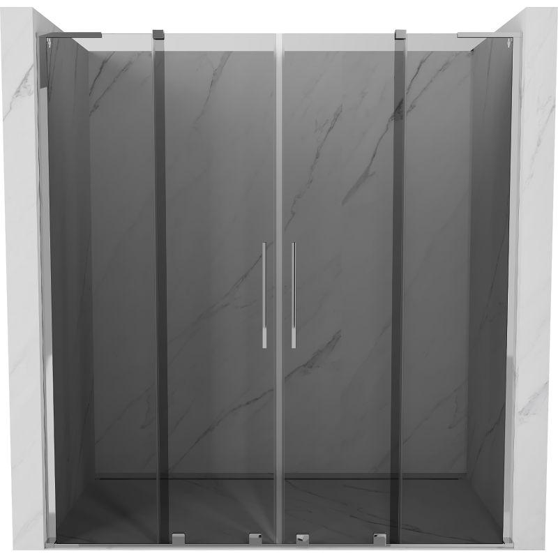 Mexen Velar L Duo 180 cm Sliding Shower Doors, Graphite, Chrome - 871-180-003-42-01
