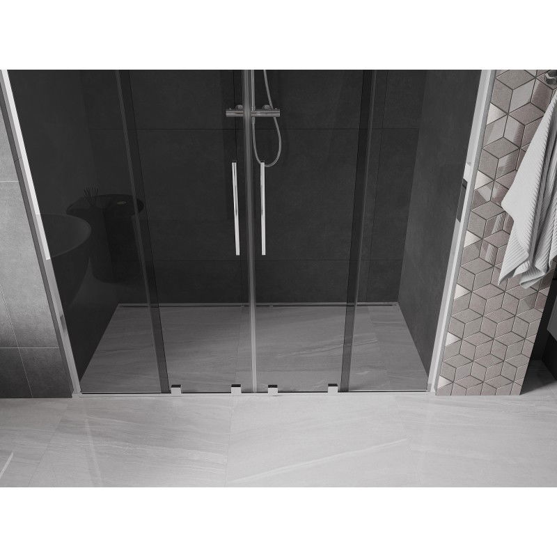Mexen Velar L Duo sliding shower door 170 cm, graphite, chrome - 871-170-003-42-01
