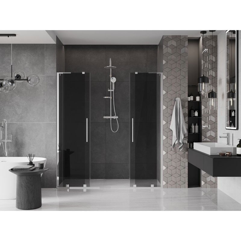 Mexen Velar L Duo sliding shower door 170 cm, graphite, chrome - 871-170-003-42-01