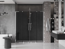 Mexen Velar L Duo sliding shower door 170 cm, graphite, chrome - 871-170-003-42-01