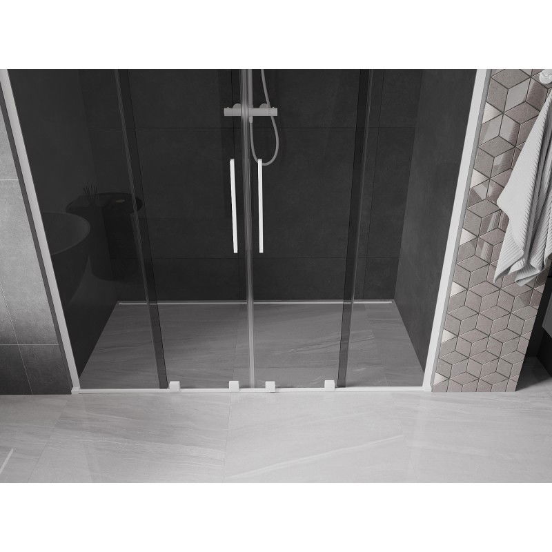 Mexen Velar L Duo sliding shower doors 200 cm, graphite, white - 871-200-003-42-20