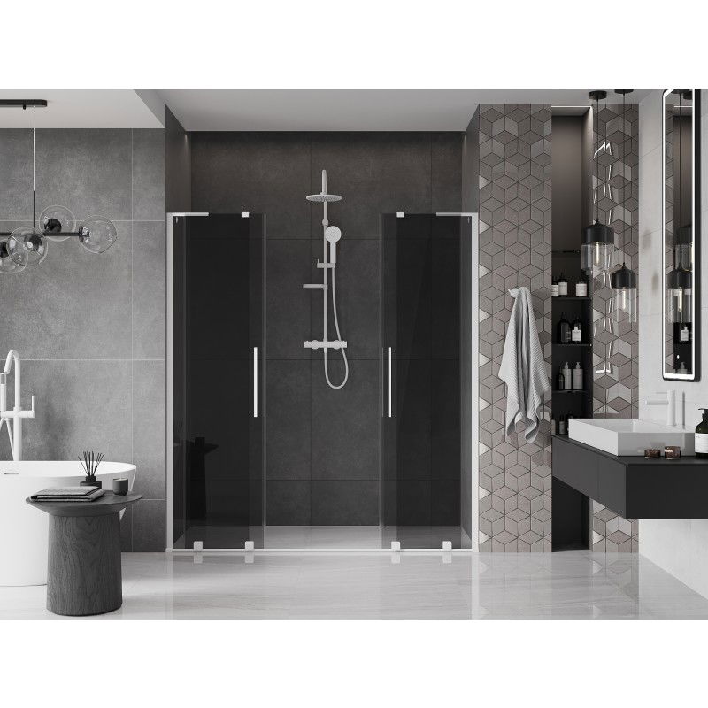 Mexen Velar L Duo sliding shower door 170 cm, graphite, white - 871-170-003-42-20