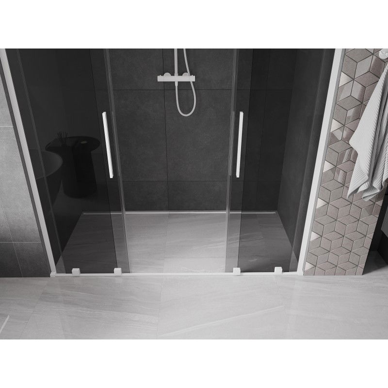 Mexen Velar L Duo sliding shower doors 200 cm, graphite, white - 871-200-003-42-20