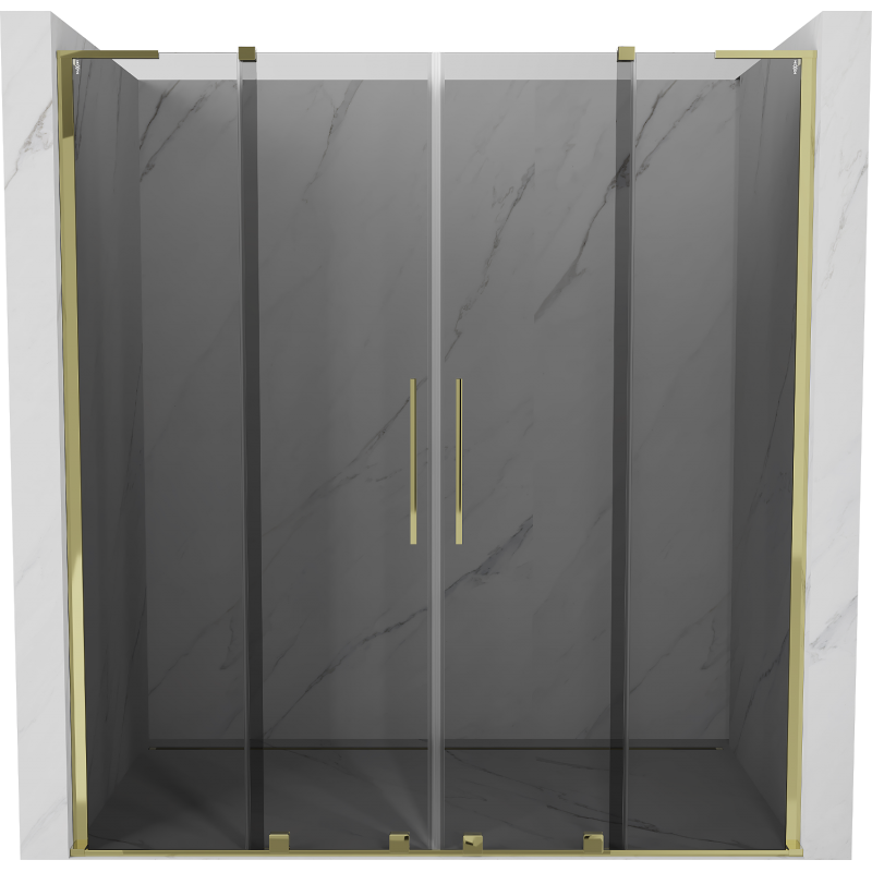 Mexen Velar L Duo sliding shower door 200 cm, graphite, gold - 871-200-003-42-50