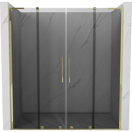 Mexen Velar L Duo sliding shower door 200 cm, graphite, gold - 871-200-003-42-50