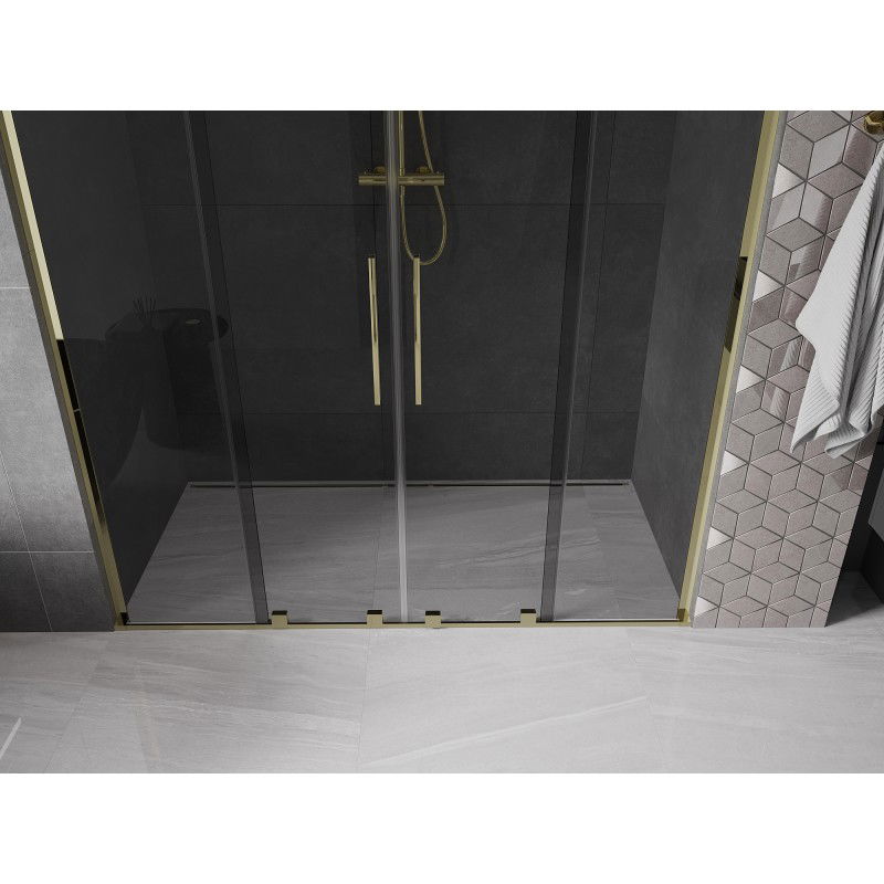Mexen Velar L Duo 170 cm sliding shower doors, graphite, gold - 871-170-003-42-50