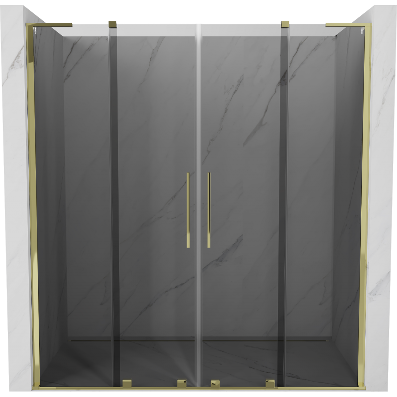 Mexen Velar L Duo sliding shower doors 180 cm, graphite, gold - 871-180-003-42-50
